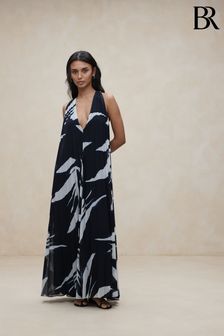Črna/bela - Banana Republic Odetta Pleated Maxi Dress (123295) | €182
