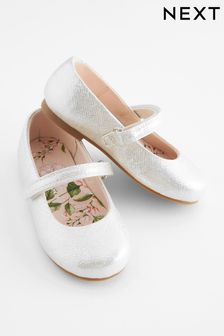 Silver Wide Fit (G) Mary Jane Occasion Shoes (123652) | KRW36,300 - KRW42,700
