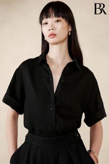 Negro - Camisa corta de lino The Boxy de Banana Republic (123665) | 99 €