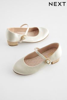 Ivory Satin Stain Resistant Bridesmaid Wide Fit (G) Mary Jane Occasion Shoes (124203) | $37 - $49
