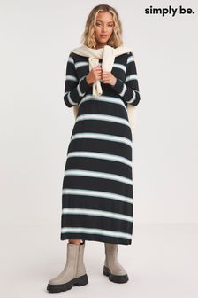 Simply Be Black Stripe Maxi T-Shirt Dress With Side Splits (124261) | €17.50