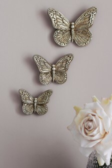 סט של 3 קישוטי פרפר לקיר 