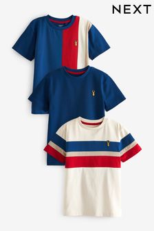 レッド / ブルー テクスチャード - カラーブロック Tシャツ 3 枚パック (3～16 歳) (125274) | ￥3,640 - ￥4,680