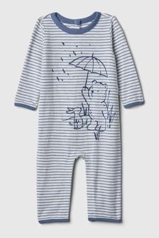 Gap Blue Graphic Print Stripe Baby Sleepsuit (Newborn-24mths) (125340) | €24