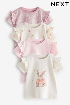 粉色/乳白色 - 短袖T恤4件裝 (3個月至7歲) (125526) | NT$800 - NT$980