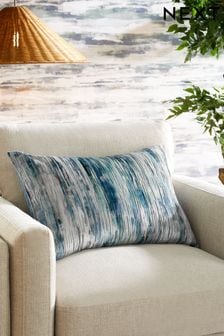 Blue 40 x 59cm Haze Velvet Stripe Cushion (126178) | $39