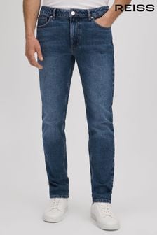 Reiss Mid Blue Wash Calik Tapered Slim Fit Washed Jeans (126198) | €180