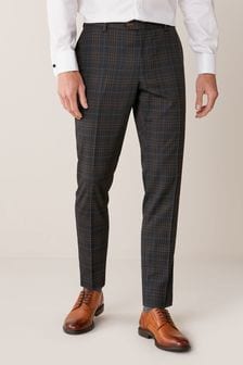 Navy/Tan Slim Fit Check Suit: Trousers (126328) | €16