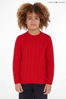 Tommy Hilfiger Kids Red Essential Cable Sweater (126419) | 26,760 Ft - 31,620 Ft