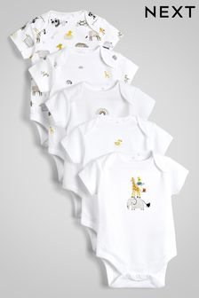 أبيض - حزمة من 5 أردية جسم علوية للأطفال بكم قصير (أقل من شهر - 3 سنوات) (127042) | 87 ر.س‏ - 99 ر.س‏