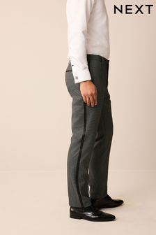 Charcoal Grey Tailored Textured Tuxedo Suit Trousers (127234) | €21.50