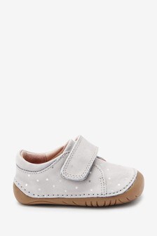 Grey Leather Wide Fit (G) Crawler Shoes (127494) | €11.50