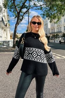 In The Style Black Perrie Sian Monochrome Jumper (127676) | ₪ 168