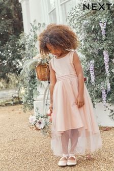 Pink Flower Girl Bow Dress (3mths-16yrs) (128050) | Kč1,365 - Kč1,745