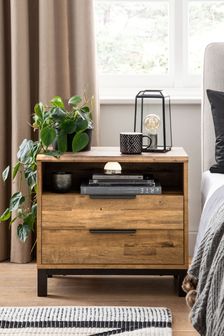 Bronx Oak Effect Wide 2 Drawer Bedside (128124) | €245