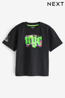 Black NYC Skate Relaxed Fit Short Sleeve Graphic T-Shirt (3-16yrs) (128440) | SGD 13 - SGD 19