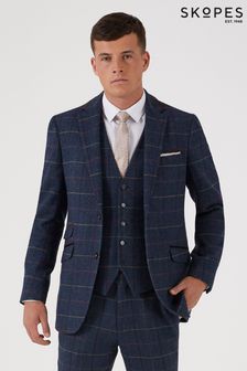 Skopes Doyle Navy Blue Tweed Tailored Wool Blend Suit Jacket (128681) | €191