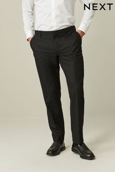 Black Tailored Wool Donegal Tuxedo Suit Trousers (129036) | $128