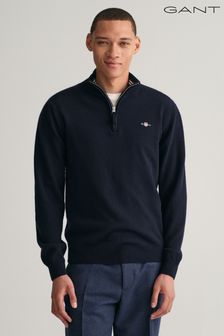 海軍藍 - GANT超精細羊毛半拉鍊套衫 (129504) | HK$1,440