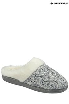 Dunlop Lighr Grey Ladies Knitted Closed Toe Mule Slippers (129706) | 25 €