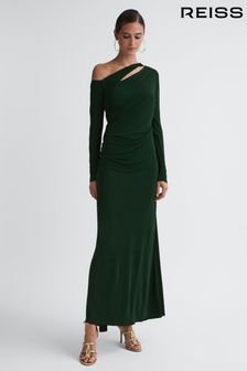 Reiss Green Delphine Off-The-Shoulder Cut-Out Maxi Dress (130440) | 456 €
