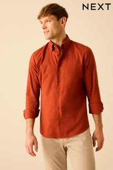 Терракотово-коричневый - Зауженный крой - Оксфордская рубашка из немнущейся ткани на пуговицах (130508) | €23