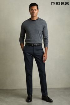 Reiss Steel Blue Eastbury Slim Fit Cotton Blend Chinos (130674) | $209