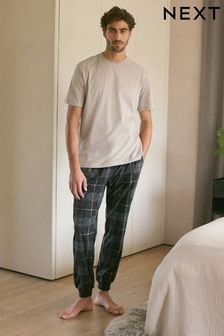 Black/Stone Check Motionflex Cosy Pyjamas Set (131692) | $43