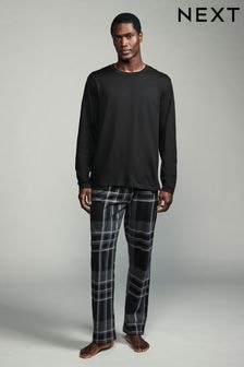 Black/Grey Check Long Sleeve Pyjamas Set (132126) | $40