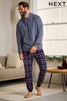 Red/Blue Check Thermal Long Sleeve Pyjamas Hoodie Set (132293) | $56