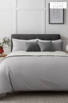 Silver Grey Collection Luxe 400 Thread Count 100% Egyptian Cotton Sateen Duvet Cover And Pillowcase Set (132406) | kr558 - kr916