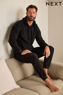 Black Thermal Long Sleeve Pyjamas Hoodie Set (132545) | $56