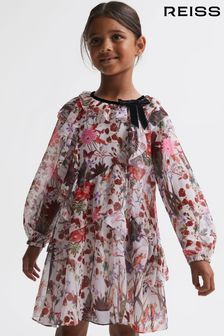 Reiss Multi Yara Senior Floral Frill Bow Dress (132679) | OMR53