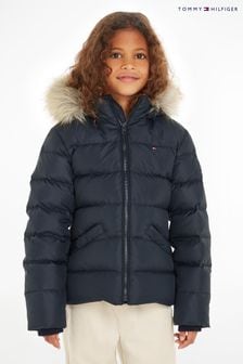 Tommy Hilfiger Girls Blue Essential Down Faux Fur Hood Jacket (132718) | $180 - $207