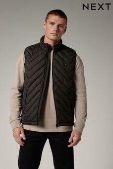 Chevron Funnel Neck Quilted Gilet