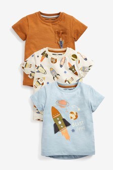 Lot de 3 t-shirts motif fusée (3 mois - 7 ans)