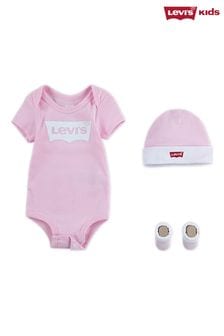 Levi's® Kids Classic Batwing Infant Hat, Bodysuit, And Booties Set (133614) | 32 €