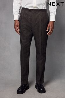 Коричневый - Wool Blend Herringbone Suit Trousers (133732) | €63