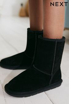 Black Warm Lined Water Repellent Suede Pull-On Boots (133819) | INR 3,087 - INR 3,859