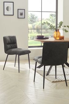 Set of 2 Dark Grey Monza Faux Leather Archie Dining Chairs (133931) | €320