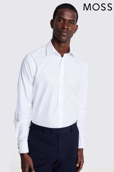 MOSS Tailored Fit Double Cuff Royal Oxford Non Iron White Shirt (134031) | $80