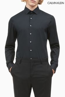 Черный - Поплиновая рубашка стретч узкого кроя Calvin Klein (134089) | €35
