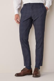 Navy Blue Skinny Fit Check Suit: Trousers (134647) | €21.50