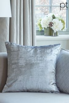 Prestigious Textiles Anthracite Silver Aphrodite Velvet Feather Filled Cushion (134661) | SGD 85