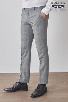 Grau kariert - Signature Empire Mills Karierter Anzug aus 100 % Wolle in Slim Fit: Jacke (134888) | 64 €