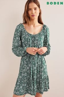 Boden Green Scoop Tiered Jersey Mini Dress (135540) | 61 €