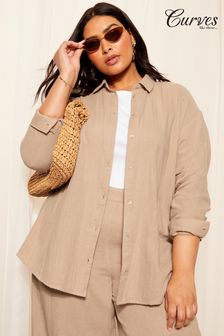 Curves Like These Nude Boyfriend Button Through Shirt (135602) | AED200