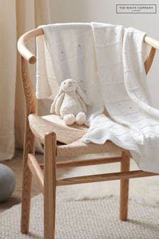 The White Company Heart Pointelle White Baby Blanket (135925) | 186 د.إ