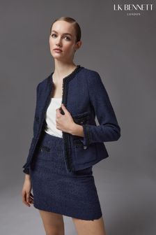 LK Bennett Charlee Black Cotton Blend Tweed Jacket (136391) | ₪ 1,805