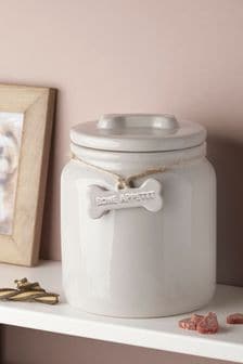 White Ceramic Pet Treat Jar (136645) | CA$35